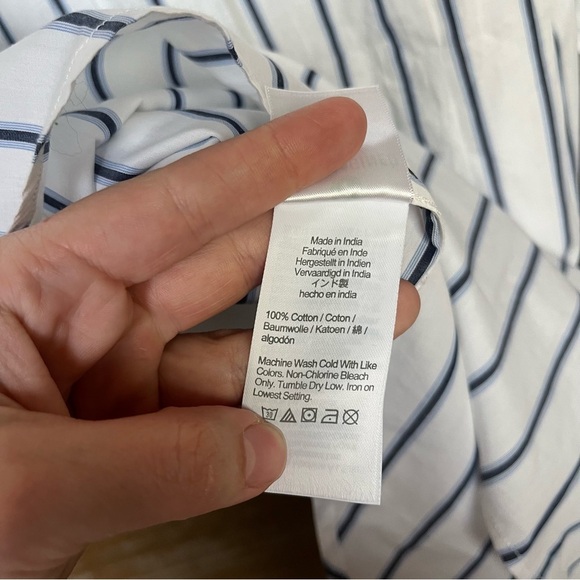 J. Crew NWT Relaxed Fit Washed Poplin Shirt Navy Stripe Summer Boho Womens 2 - Picture 8 of 8